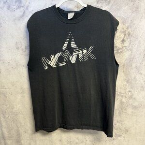 Vintage Novik Gloves Shirt Mens Large 21x26 Black Cut Off Tank Y2K